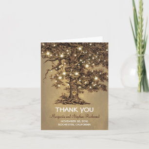 Cartão De Agradecimento old tree romantic lights wedding thank you cards