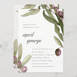 CARTÃO DE AGRADECIMENTO OLIVE WATERCOLOR FOLIAGE GENDER REVEITE INVITE