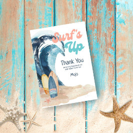 Cartão De Agradecimento Onda Chegou | Prancha de Surf Kids Aniversário