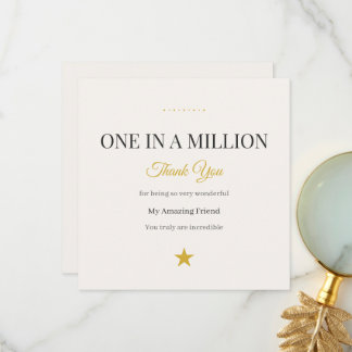 Cartão De Agradecimento One in a Million Thank You Card Elegant Gold 