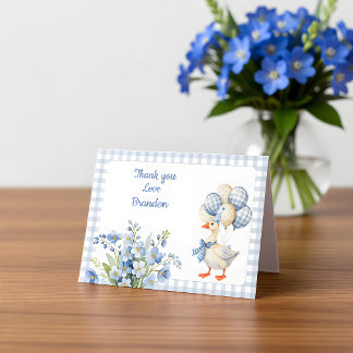 Cartão De Agradecimento One Silly Goose Boy's First Birthday