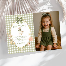 Cartão De Agradecimento One Silly Goose Gingham Birthday Photo