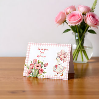 Cartão De Agradecimento One Silly Goose Girls's First Birthday