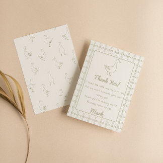 Cartão De Agradecimento One Silly Goose Green Drawn 1st Birthday Thank You