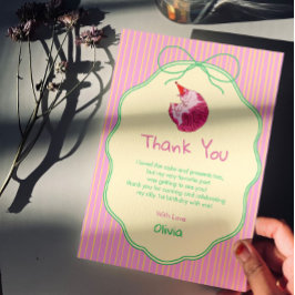 Cartão De Agradecimento One Sleepy Cat 1st Birthday – Yellow Stripes