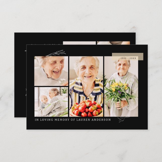 Cartão De Agradecimento Orador Simples de Fotografias Moderno 7 Memorial (Frente/Verso)