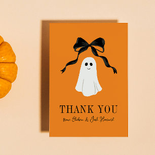 Cartão De Agradecimento Orange Baby Boo Ghost Halloween Obrigado