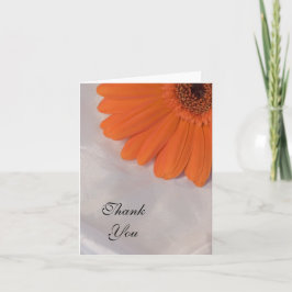 Cartão De Agradecimento Orange Daisy e White Satin Weding Obrigado