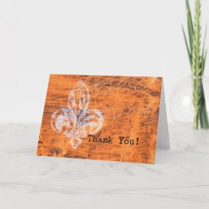 Cartão De Agradecimento Orange Fleur-de-lis Mídia Mistura Obrigado