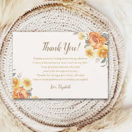 Cartão De Agradecimento Orange Flower-Themed Spring Bridal Shower