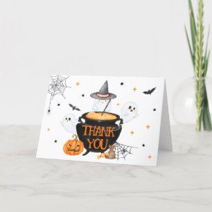 Cartão De Agradecimento Orange Ghost Halloween Baby está criando Chá de fr