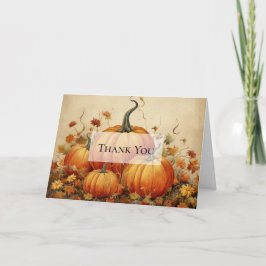 Cartão De Agradecimento Orange Pumpkins Rustic Autumn