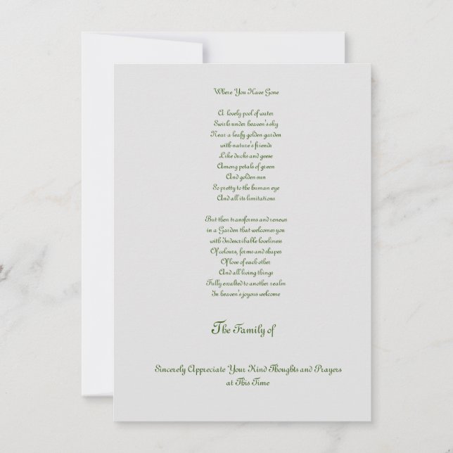 Cartão De Agradecimento Orçamento Agradeço as condolências (Verso)