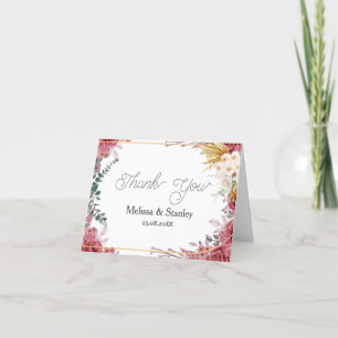 Cartão De Agradecimento Orçamento Floral Borgonha Dourada Eucalyptus Obrig