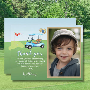 Cartão De Agradecimento Orçamento Foto Menino Golfe Aniversário de Qualque