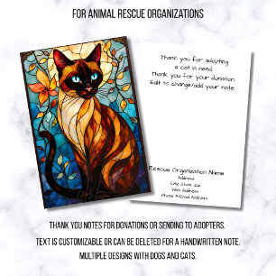 Cartão De Agradecimento Organização de Resgate de Animais de Vidro Colorid