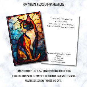 Cartão De Agradecimento Organização de Resgate de Animais de Vidro Pintado