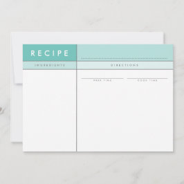 Cartão De Agradecimento Organizador MODERN RECIPE CARD negrito jade mínima