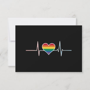Cartão De Agradecimento Orgulho gay LGBT Heartbeat Lésbicas Gay Adoram