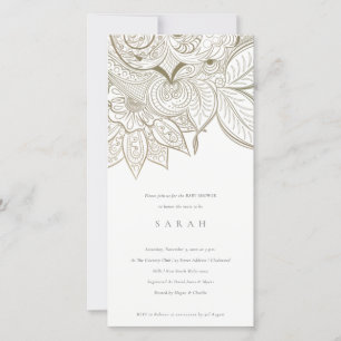 Cartão De Agradecimento Ornamentado Chic Paisley Ivory Dourado Invite