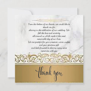 Cartão De Agradecimento Ornamentado Marbleised Wedding Obrigado