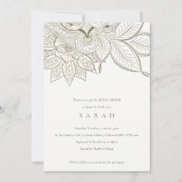 Cartão De Agradecimento Ornamentado Paisley Ivory Dourado Invite