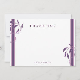 Cartão De Agradecimento Ornamentado Vintage Violet Paisley Floral Vazio