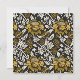 Cartão De Agradecimento Ornate floral pattern with large gold flowers 