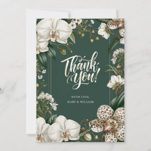 Cartão De Agradecimento Orquídea Branca Elegante Personalizada