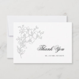Cartão De Agradecimento Orquídea Casamento Tradicional Formal Branco Eleva