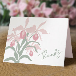 Cartão De Agradecimento Orquídea Cattleya floral moderna rosa poeirento pa