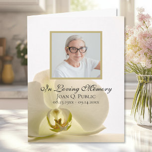 Cartão De Agradecimento Orquídea Flor em Branca Simpatia Funeral Obrigado