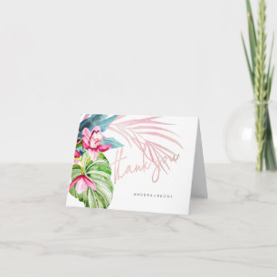 Cartão De Agradecimento Orquídea Isle, Rosa+Azul, Tropical, Obrigado
