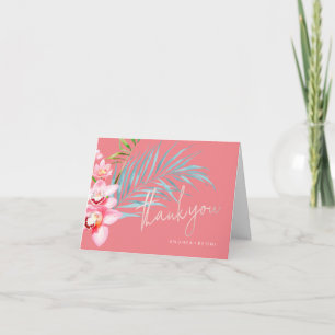 Cartão De Agradecimento Orquídea Isle, Rosa+Azul, Tropical, Obrigado