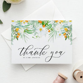 Cartão De Agradecimento Orquídeas Brancas e Casamento Tropical de Kumquat 