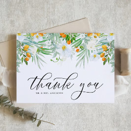 Cartão De Agradecimento Orquídeas Brancas e Casamento Tropical Kumquat Flo