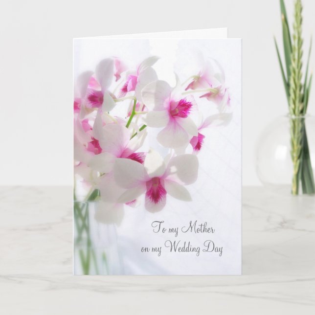 Cartão De Agradecimento Orquídeas brancas Obrigado Mãe pelo meu casamento (Frente)