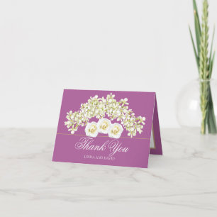 Cartão De Agradecimento Orquídeas e Rosas de Buquê Floral Obrigado