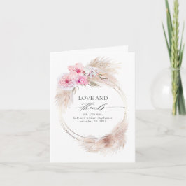 Cartão De Agradecimento Orquídeas Rosa Pampas Grass Casamento Obrigado