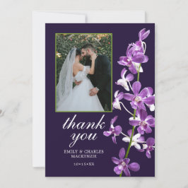 Cartão De Agradecimento Orquídeas Roxas, Casamento Elegante Moderno