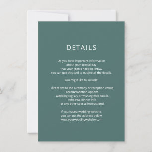 Cartão De Agradecimento Os detalhes do casamento verde escuro marcam a fon