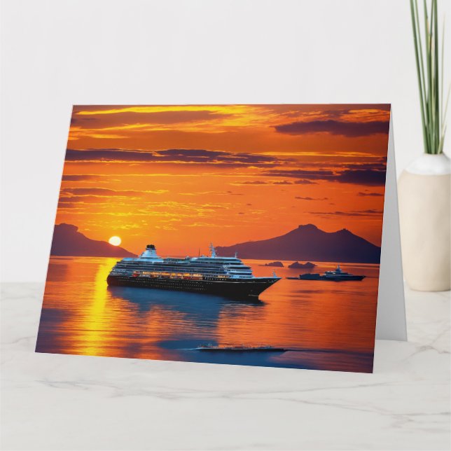 Cartão De Agradecimento Os navios de cruzeiro oferecem uma linha de envelo (Frente)