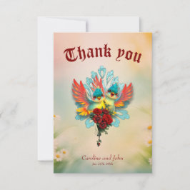 Cartão De Agradecimento Os pássaros bonitos de bom humor.