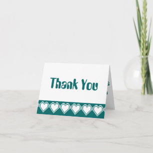 Cartão De Agradecimento Our 8-Bit Hearts in Teal Thank You Card