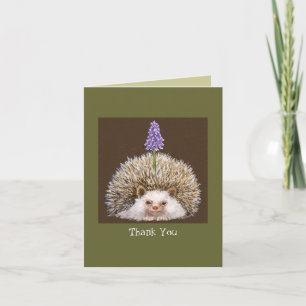 Cartão De Agradecimento ouriço com jacinto de uva Obrigado notecard
