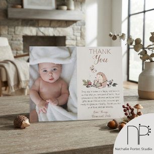 Cartão De Agradecimento Ouriço Mamãe e Bebê Foto Obrigado