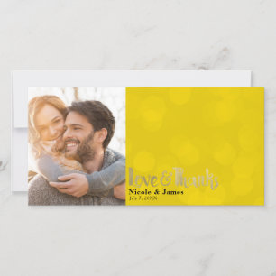 Cartão De Agradecimento Ouro Amarelo Casamento Foto Amor & Agradecido Obri