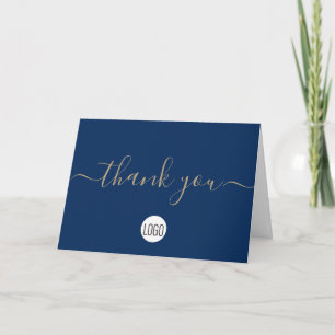 Cartão De Agradecimento Ouro Azul Apreciação do Cliente Personalizado