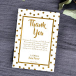 Cartão De Agradecimento Ouro de chá de fraldas de pulverização de bebês<br><div class="desc">Sprinkle chá de fraldas pontos de sprinkle agradecidos a placas. Dourada festa de sprinkle.</div>
