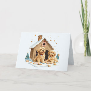 Cartão De Agradecimento Ouro de Natal Cachorro do Retriever Pão Gingerpão 